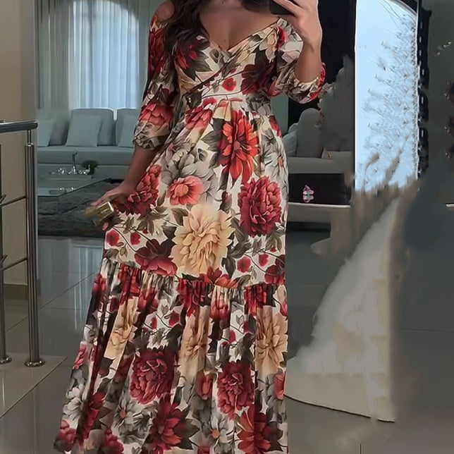 Paulina™ - Robe Plissée Fleurie à Col V