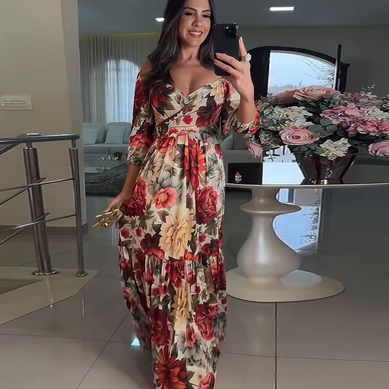 Paulina™ - Robe Plissée Fleurie à Col V