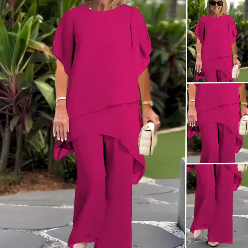 Eryndra™ - Ensemble Élégant Femme avec Pantalon Palazzo Drapé