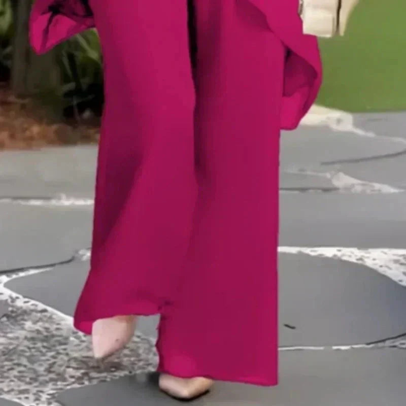 Eryndra™ - Ensemble Élégant Femme avec Pantalon Palazzo Drapé