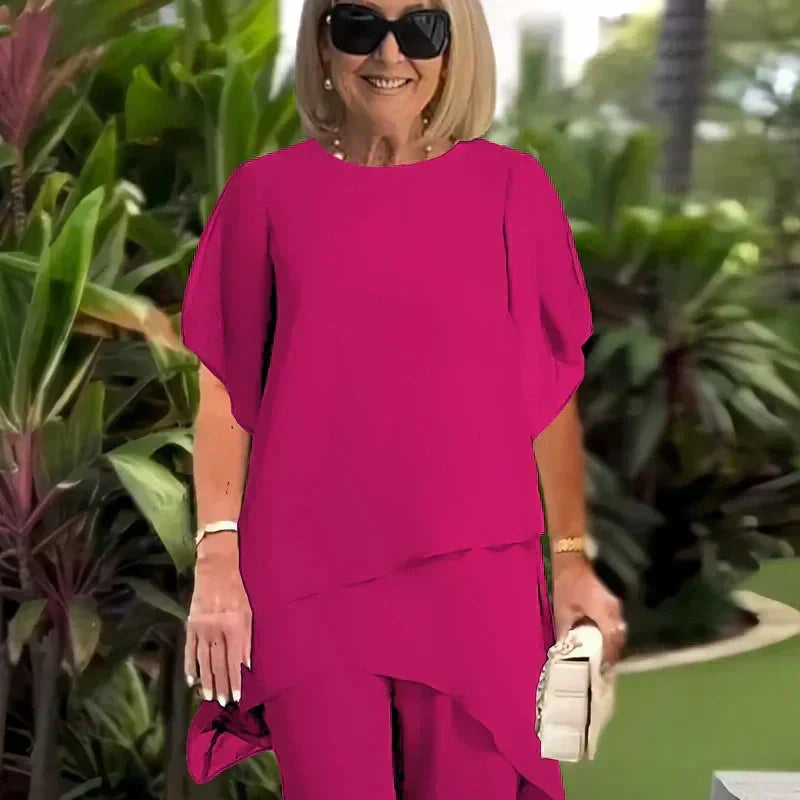 Eryndra™ - Ensemble Élégant Femme avec Pantalon Palazzo Drapé