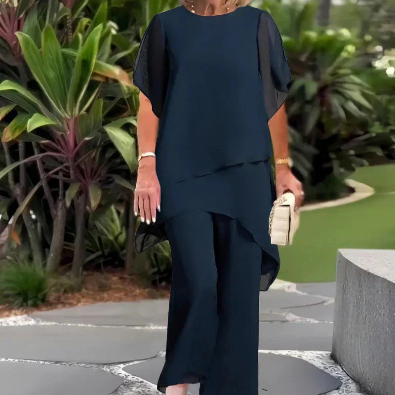 Eryndra™ - Ensemble Élégant Femme avec Pantalon Palazzo Drapé