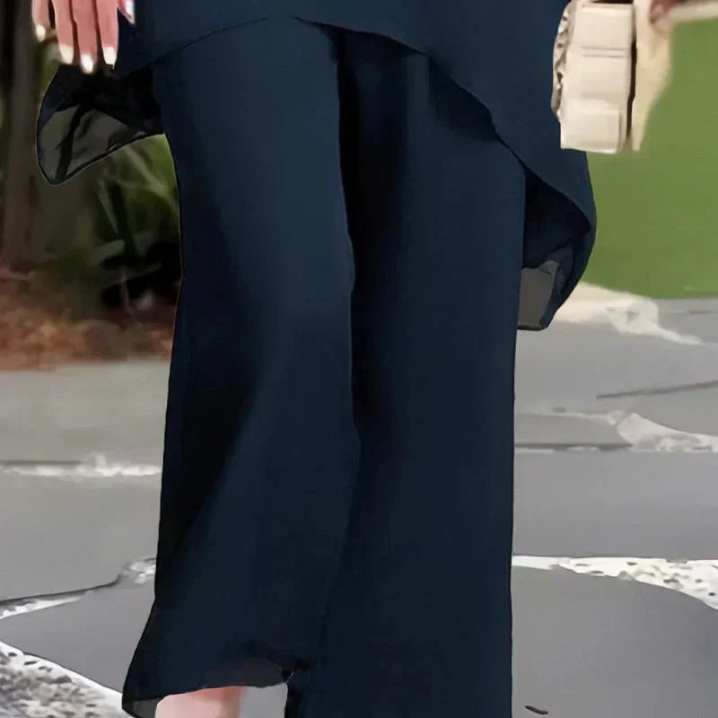Eryndra™ - Ensemble Élégant Femme avec Pantalon Palazzo Drapé