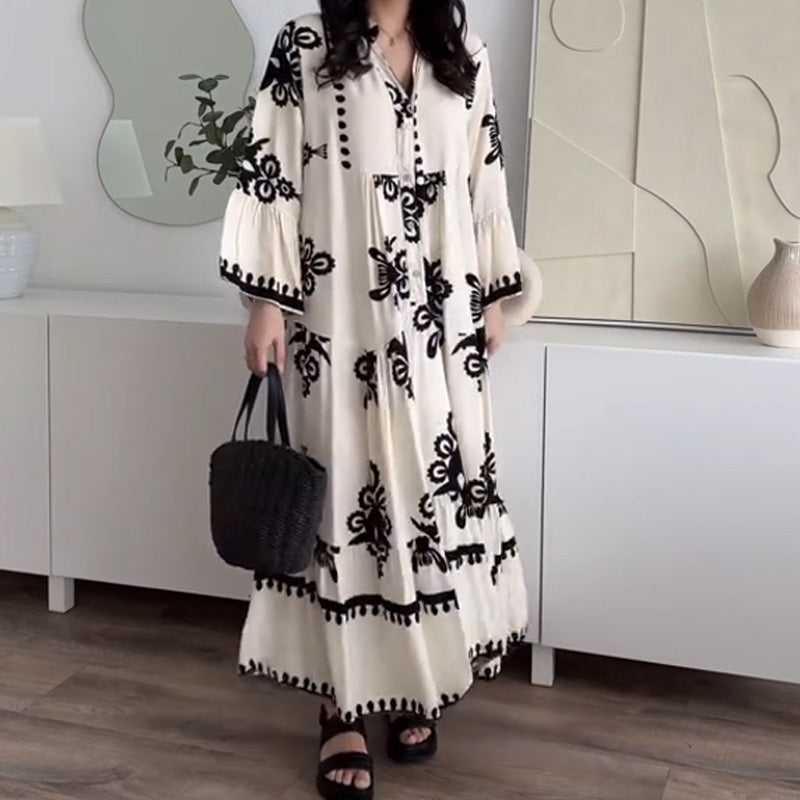 Katell™ - Robe Midi Ample pour Femme avec Ourlet Volanté