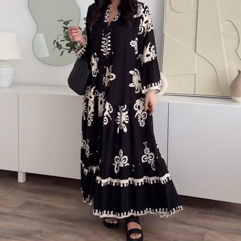 Katell™ - Robe Midi Ample pour Femme avec Ourlet Volanté