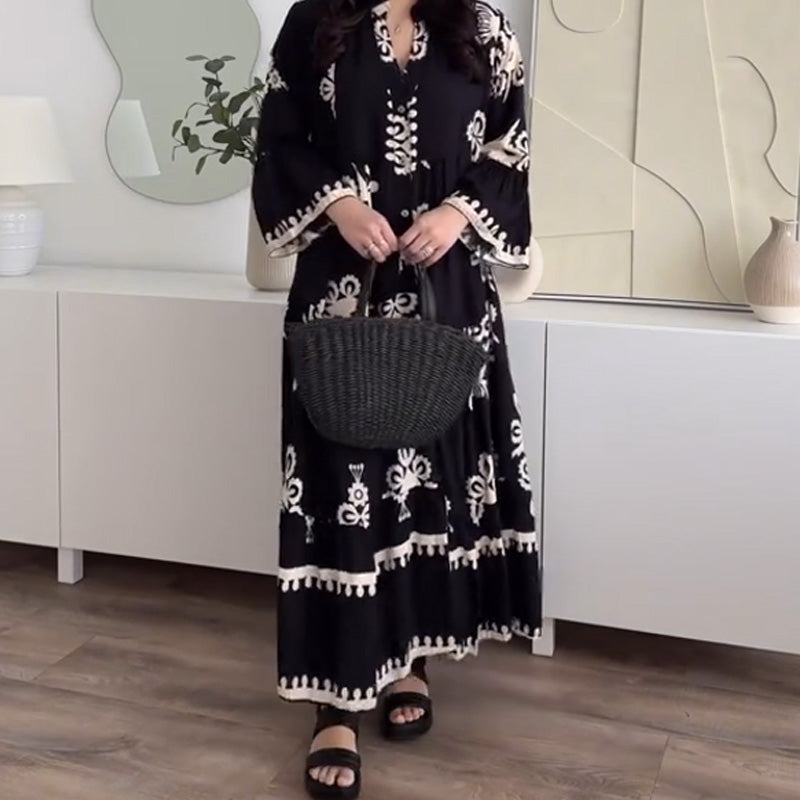 Katell™ - Robe Midi Ample pour Femme avec Ourlet Volanté