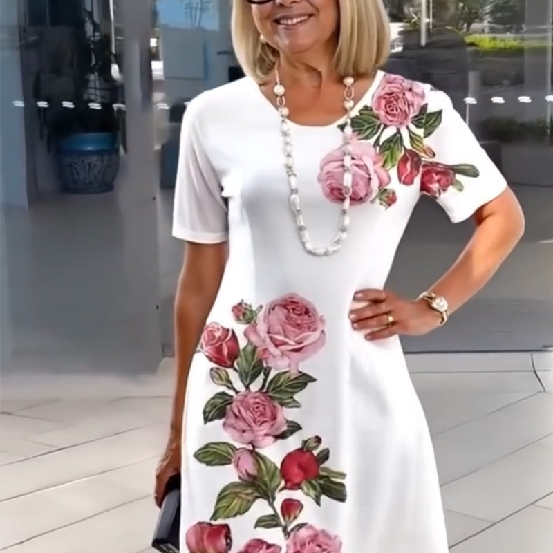 Josina™ - Robe Courte à Manches Courtes et Col Rond Imprimé Mode Féminine