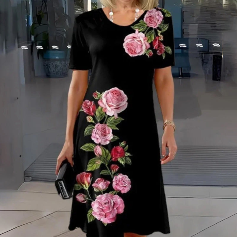 Josina™ - Robe Courte à Manches Courtes et Col Rond Imprimé Mode Féminine