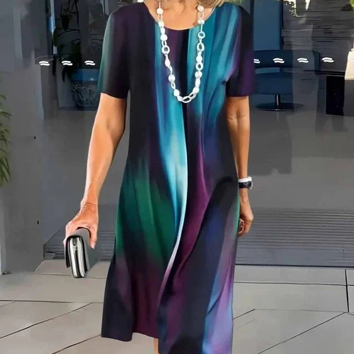 Dalia™ - Robe Plissée Femme avec Blocs de Couleurs