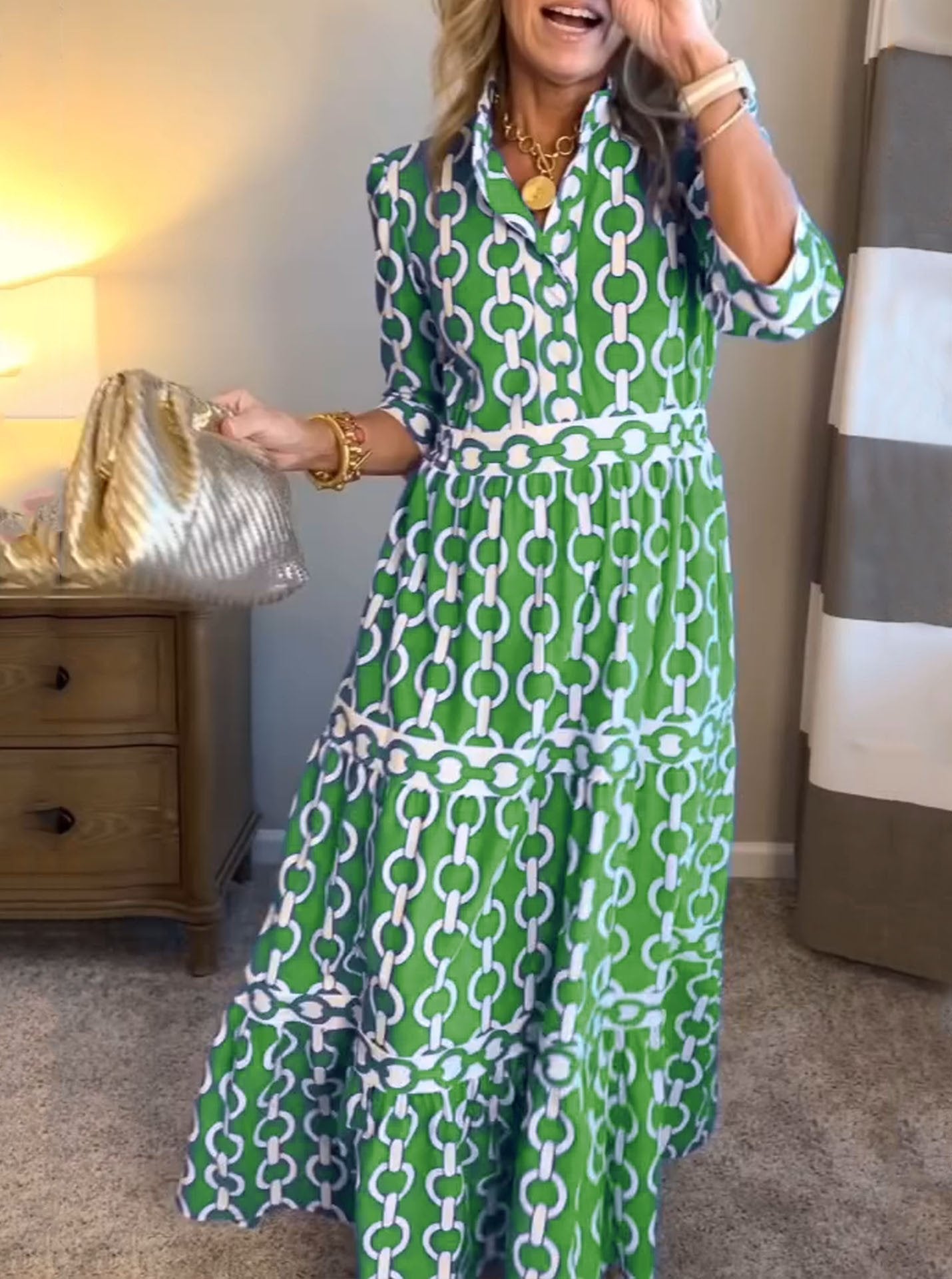 Dina™ - Robe Imprimée avec Col Revers