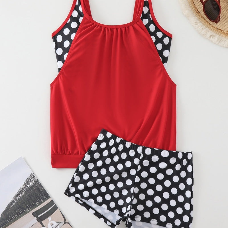 Hesoria™ - Maillot de bain femme deux pièces pois taille haute été plage