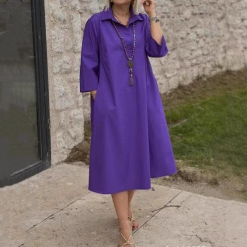 Kaela™ - Robe Décontractée Unie pour Femmes avec Poches Pratiques