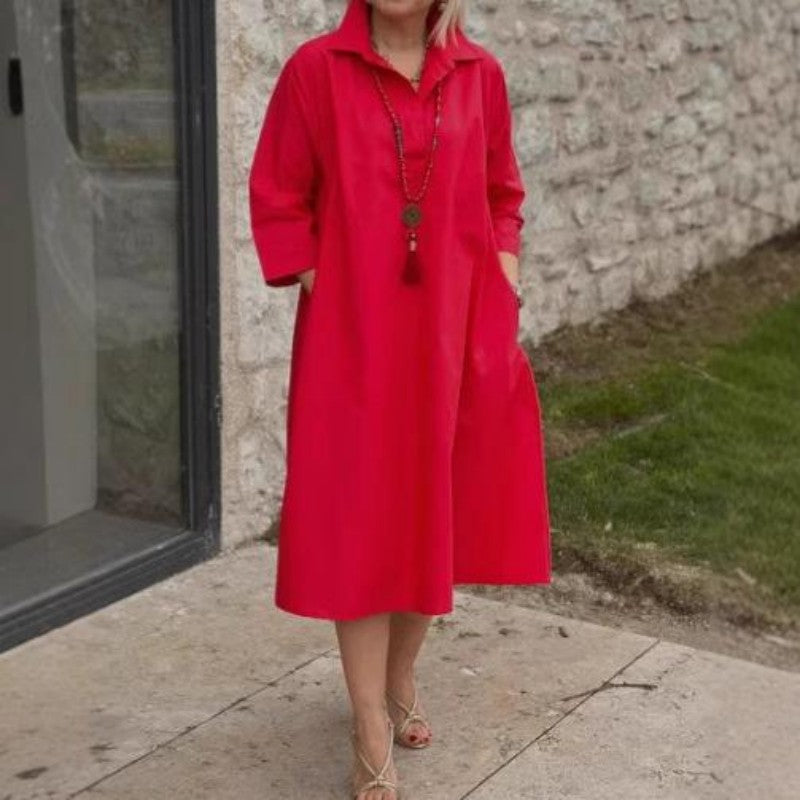 Kaela™ - Robe Décontractée Unie pour Femmes avec Poches Pratiques