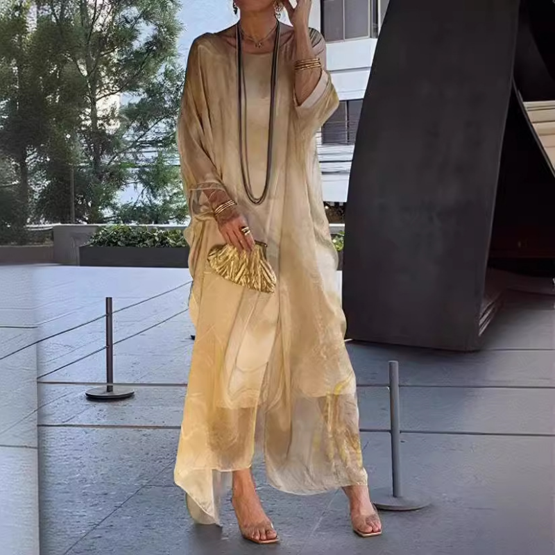 Lenora™ - Robes élégantes en chiffon marbré avec impression