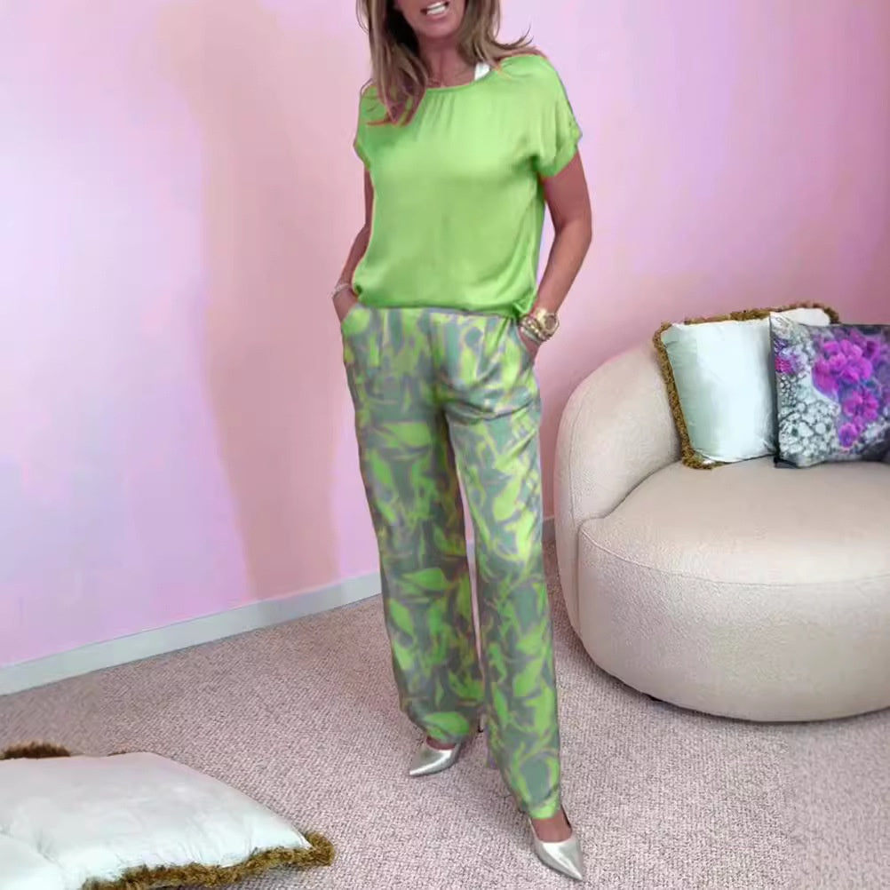 Malika™ - Ensemble 2 Pièces : Top & Pantalon Large Imprimé