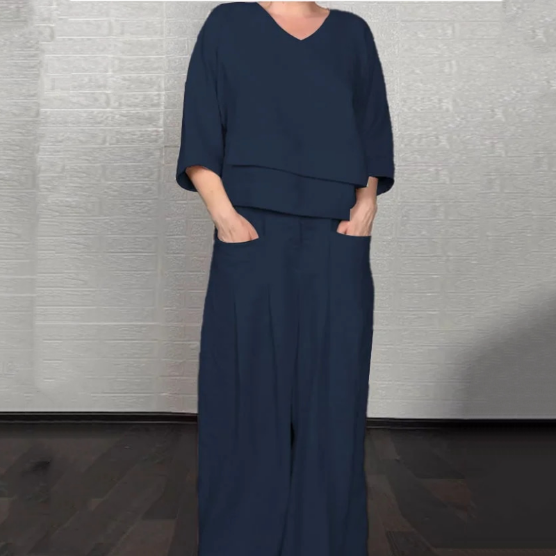 Viviette™ - Ensemble Élégant en Coton et Lin pour Femme – 2 Pièces