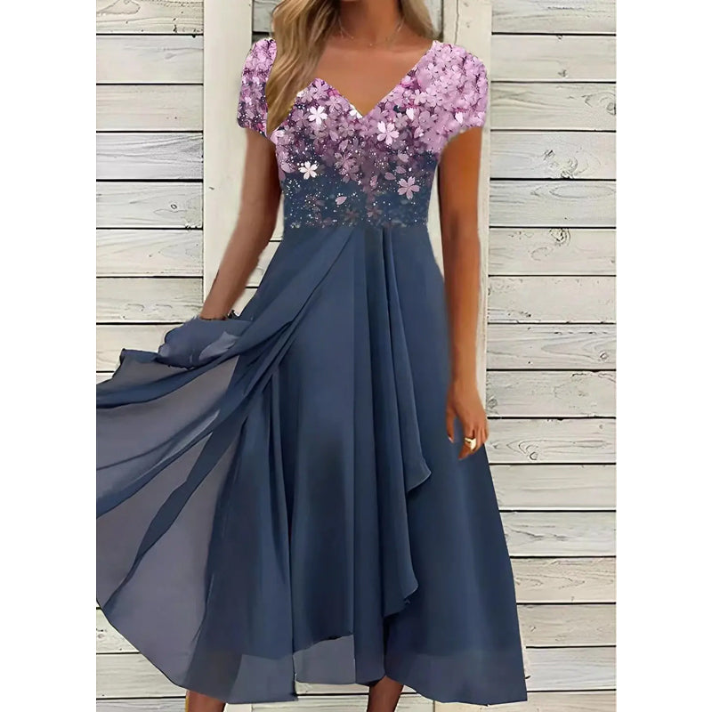 Halina™ - Robe Imprimée Élégante à Col V
