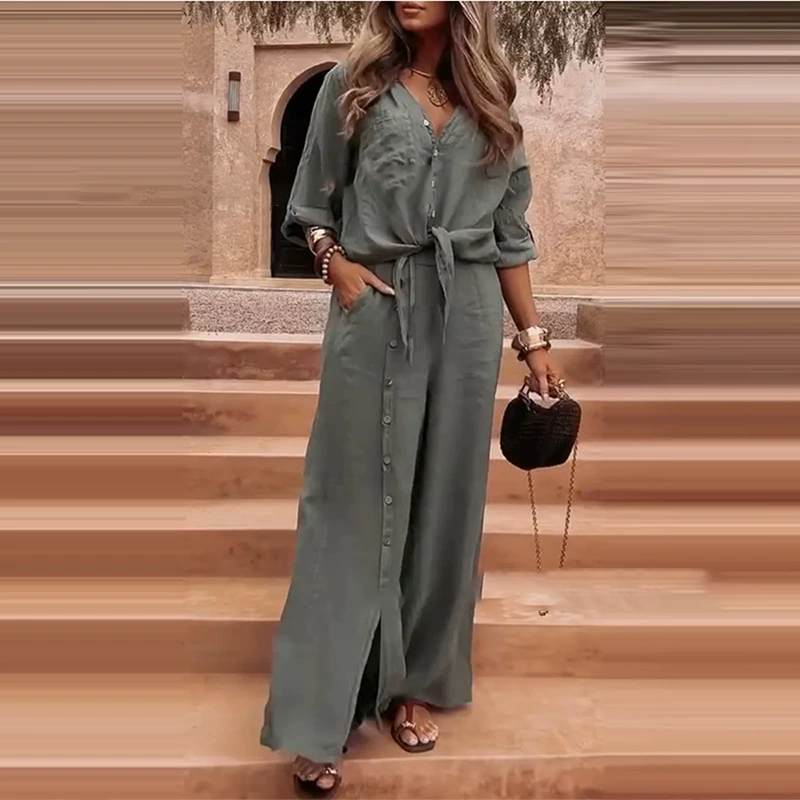 Jorellea™ - Ensemble Uni En Coton Et Lin À Coupe Fluide Élégante