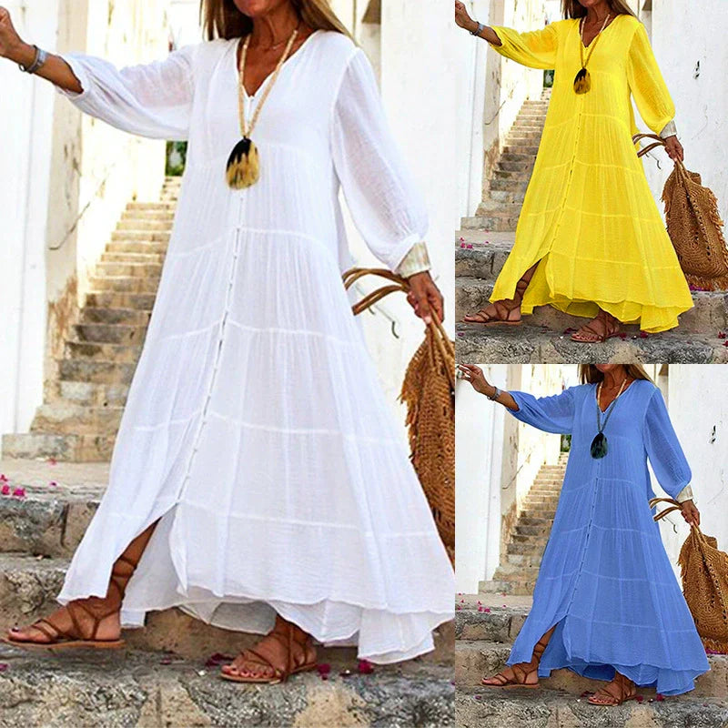 Lunariah™ - Robe maxi à décolleté en V pour femmes