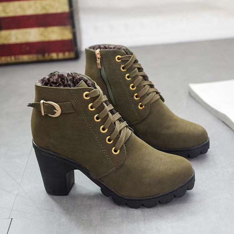 Noralyn™ - Bottes femme à talon épais avec semelle antidérapante