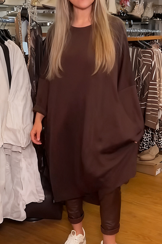 Évelyne - Ensemble deux pièces femme avec tunique asymétrique et pantalon