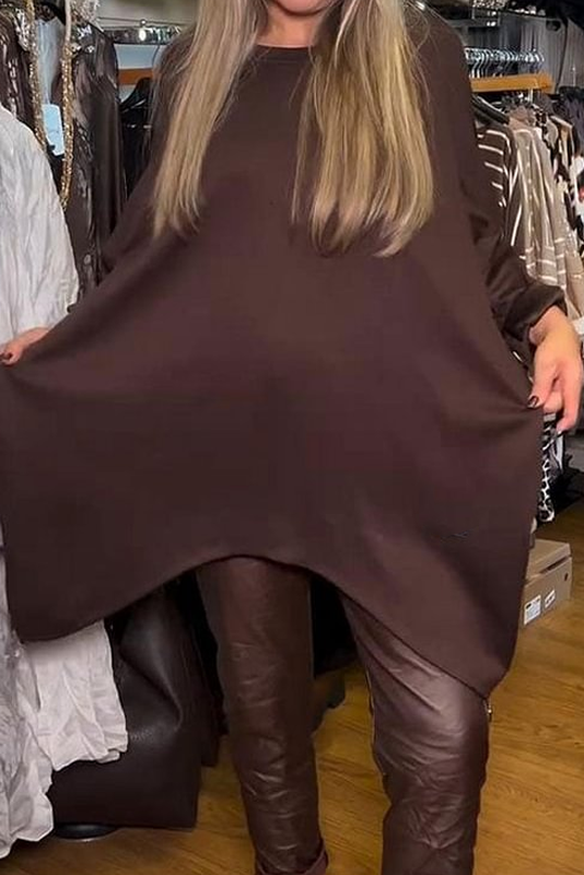 Évelyne - Ensemble deux pièces femme avec tunique asymétrique et pantalon