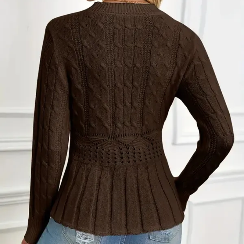 Elarissea - Pull Féminin en Tricot Épais à Détails Peplum
