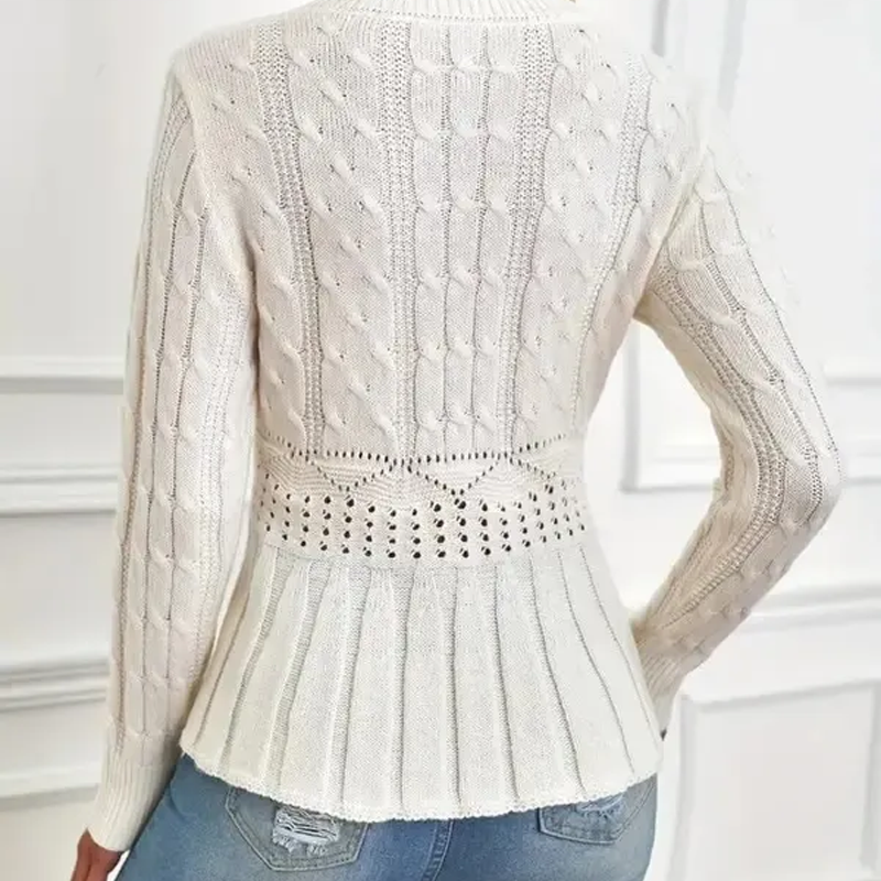 Elarissea - Pull Féminin en Tricot Épais à Détails Peplum