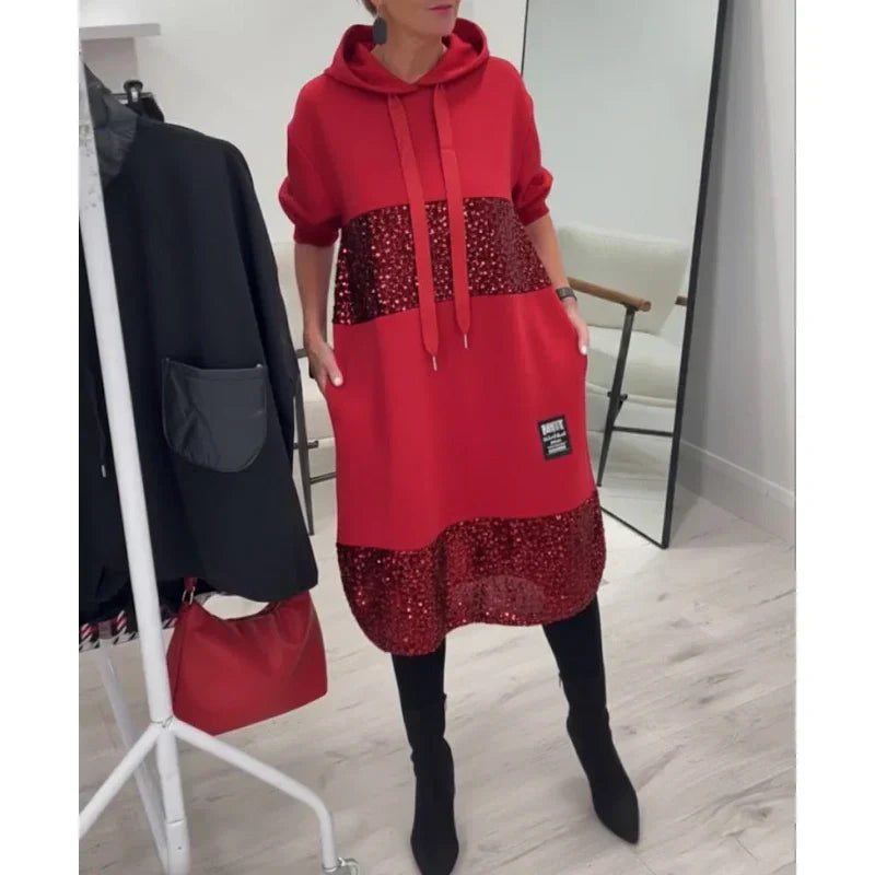 Paviyana - Robe à Capuche Moderne avec Sequins