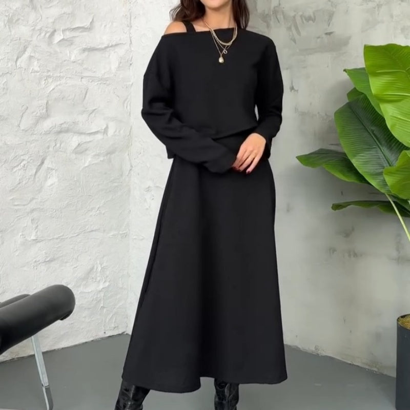 Kalissavine - Ensemble Tricoté Deux Pièces Femme – Robe Midi & Top Court Élégant