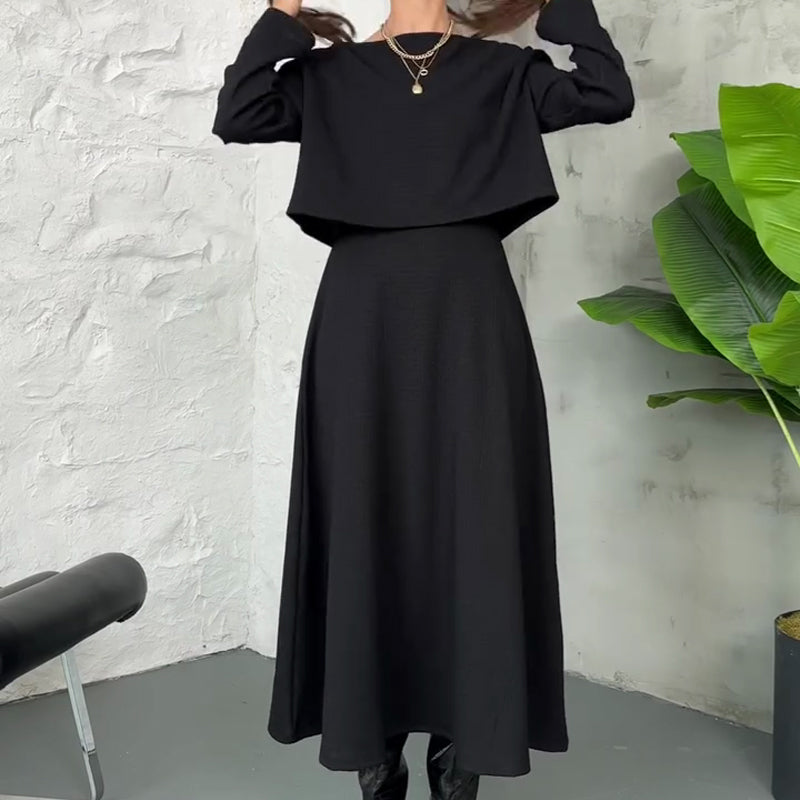 Kalissavine - Ensemble Tricoté Deux Pièces Femme – Robe Midi & Top Court Élégant