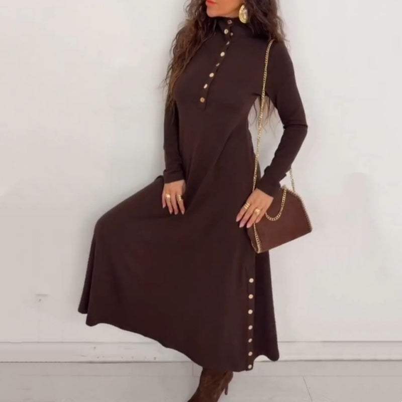Noralissae - Robe Maxi Chic à Boutons