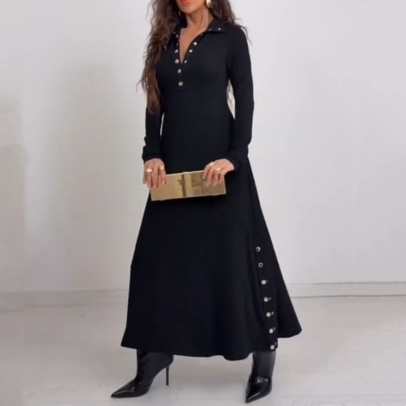 Noralissae - Robe Maxi Chic à Boutons