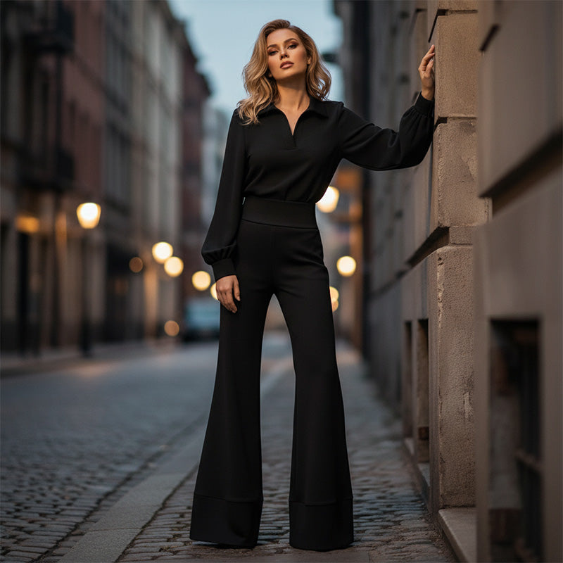 Brynelle™ - Ensemble Chic Femme Chemisier Et Pantalon Large
