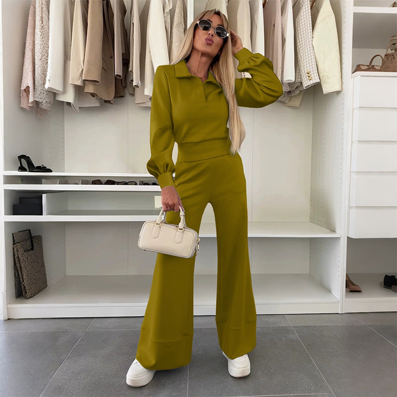 Brynelle™ - Ensemble Chic Femme Chemisier Et Pantalon Large