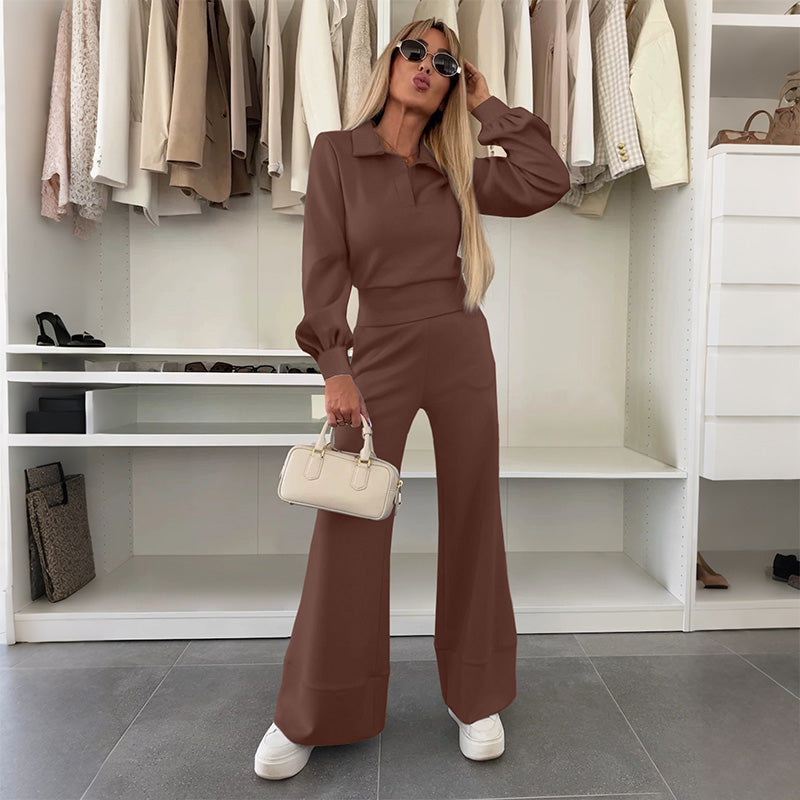 Brynelle™ - Ensemble Chic Femme Chemisier Et Pantalon Large