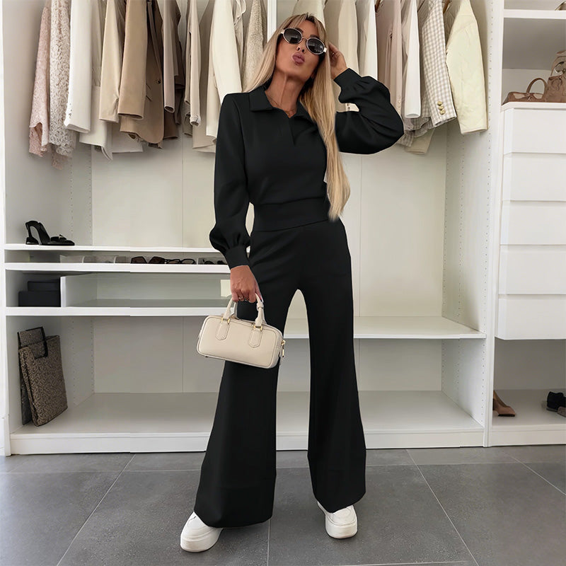 Brynelle™ - Ensemble Chic Femme Chemisier Et Pantalon Large