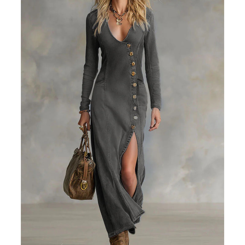 Nyvella™ - Robe Longue Élégante Col V Femme