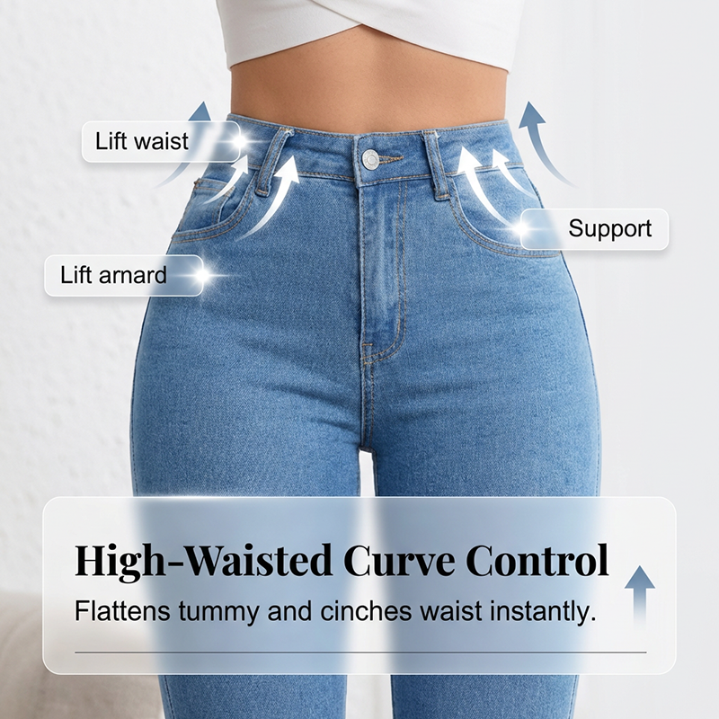 Evarixa™ - Jean Femme Taille Haute Évasé Coupe Flatteuse Silhouette Allongée