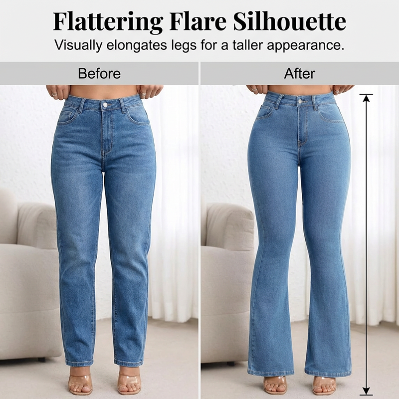 Evarixa™ - Jean Femme Taille Haute Évasé Coupe Flatteuse Silhouette Allongée