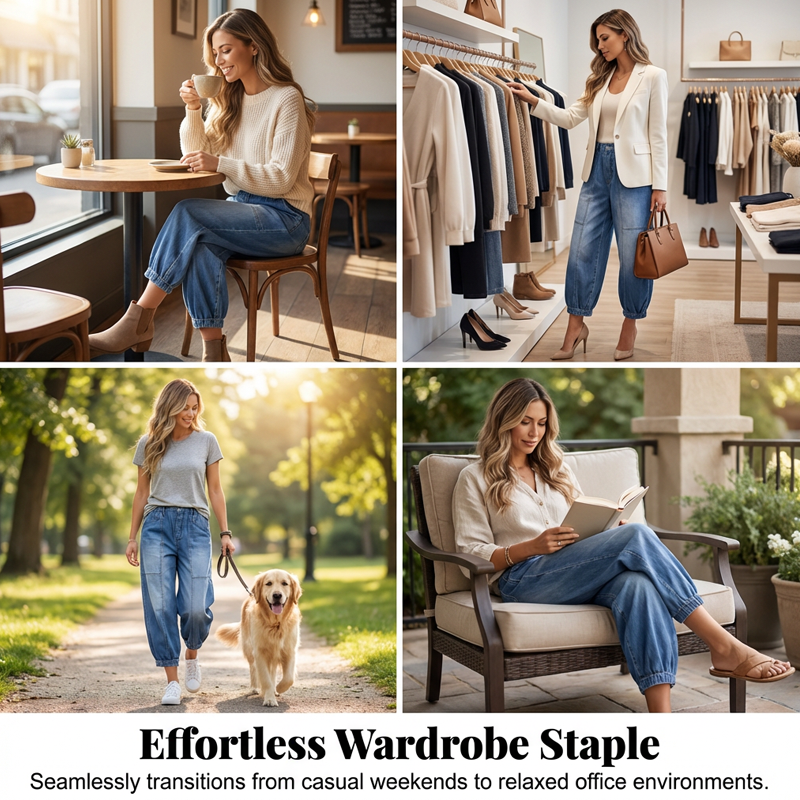Elyndra™ - Jean Femme Taille Haute Confort Ample Pour Quotidien Moderne