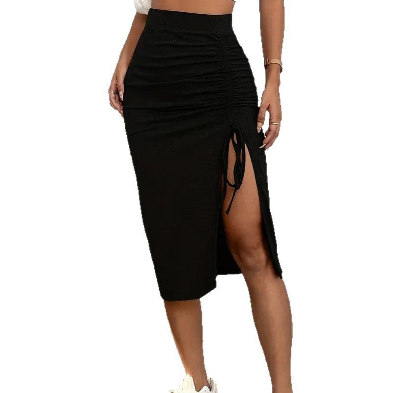 Althena - Jupe femme taille haute froncée avec fente ajustable