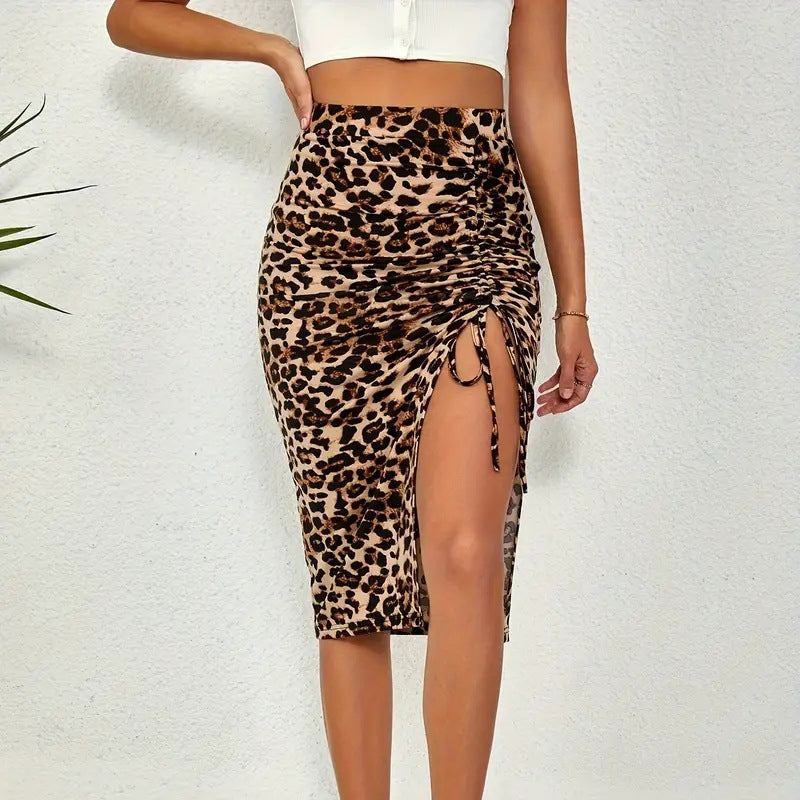 Althena - Jupe femme taille haute froncée avec fente ajustable