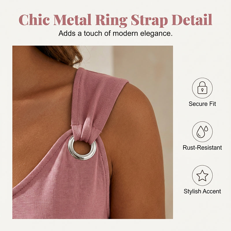 Elisora - Robe sans manches femme rayée avec anneau décoratif