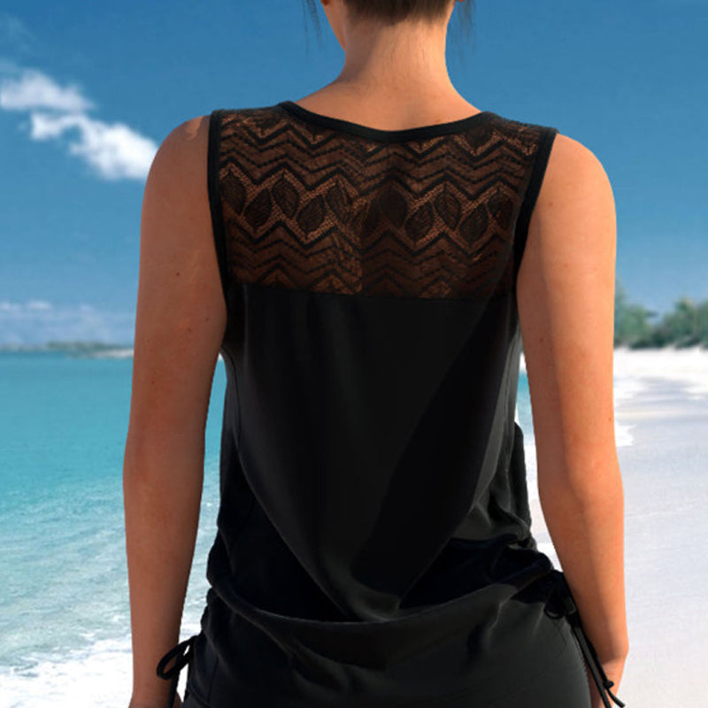 Tovienne™ - Tankini femme deux pièces col V shorts imprimé géométrique