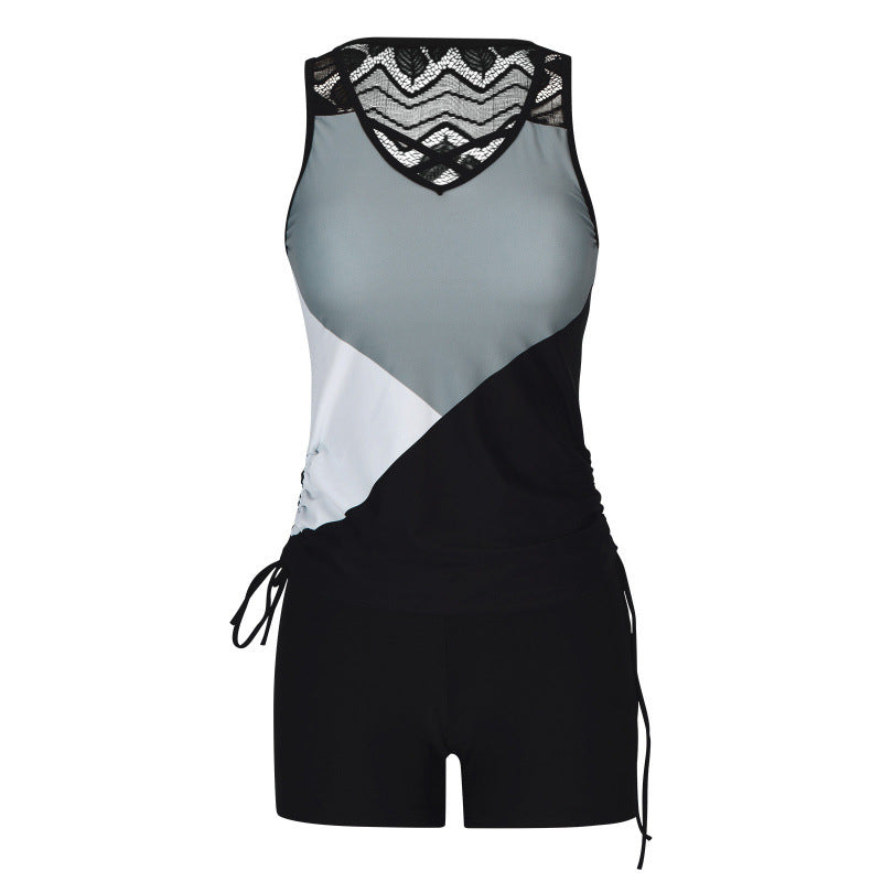 Tovienne™ - Tankini femme deux pièces col V shorts imprimé géométrique
