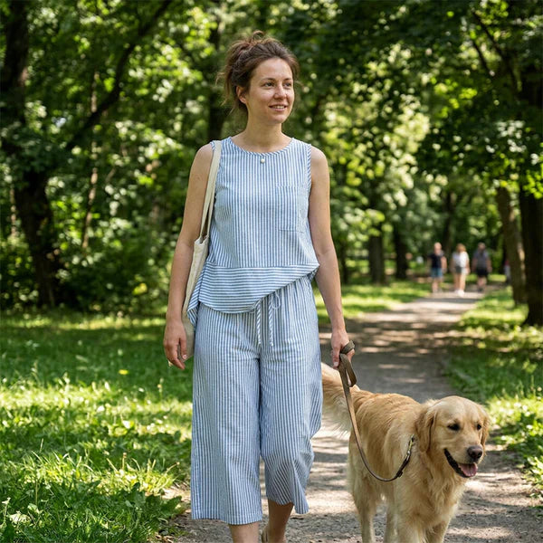 Iloria - Ensemble femme rayé en viscose avec pantalon capri