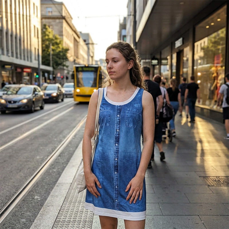 Novalie - Robe courte femme effet denim sans manches