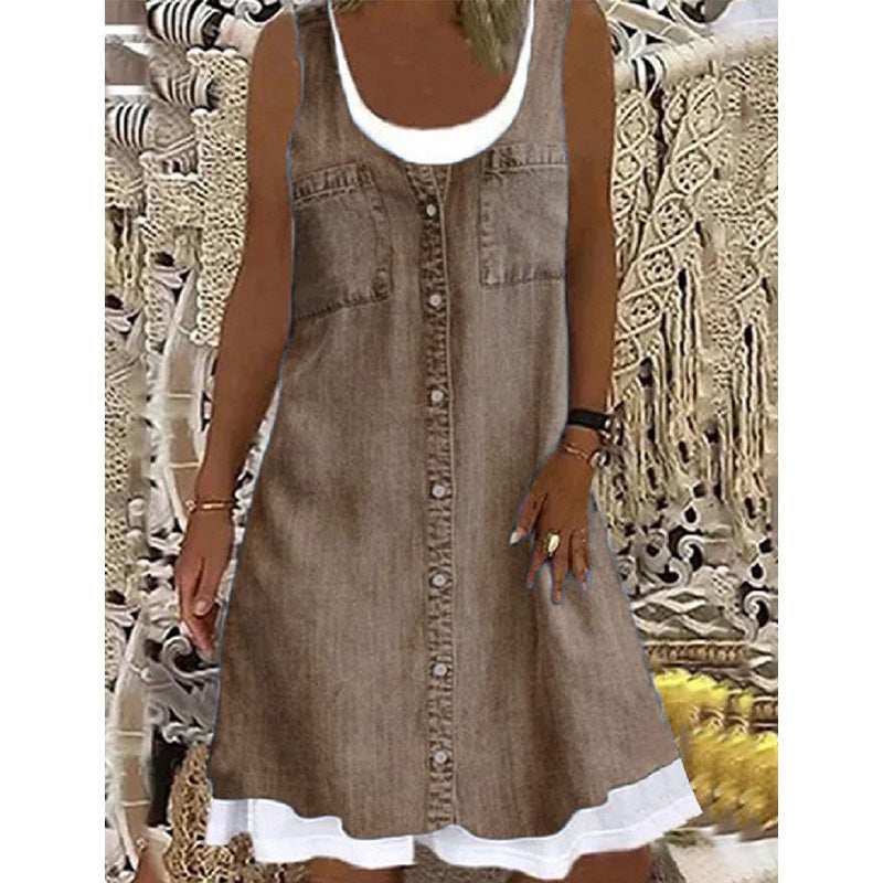 Novalie - Robe courte femme effet denim sans manches