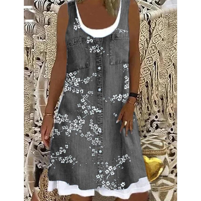 Novalie - Robe courte femme effet denim sans manches
